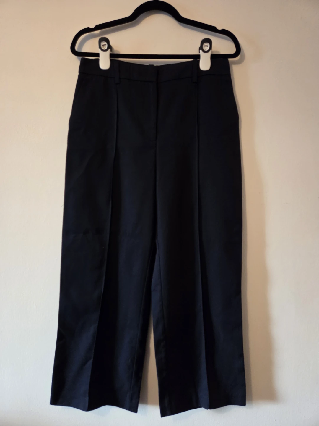 Zara Wide Leg Cropped Pants Navy Size Medium