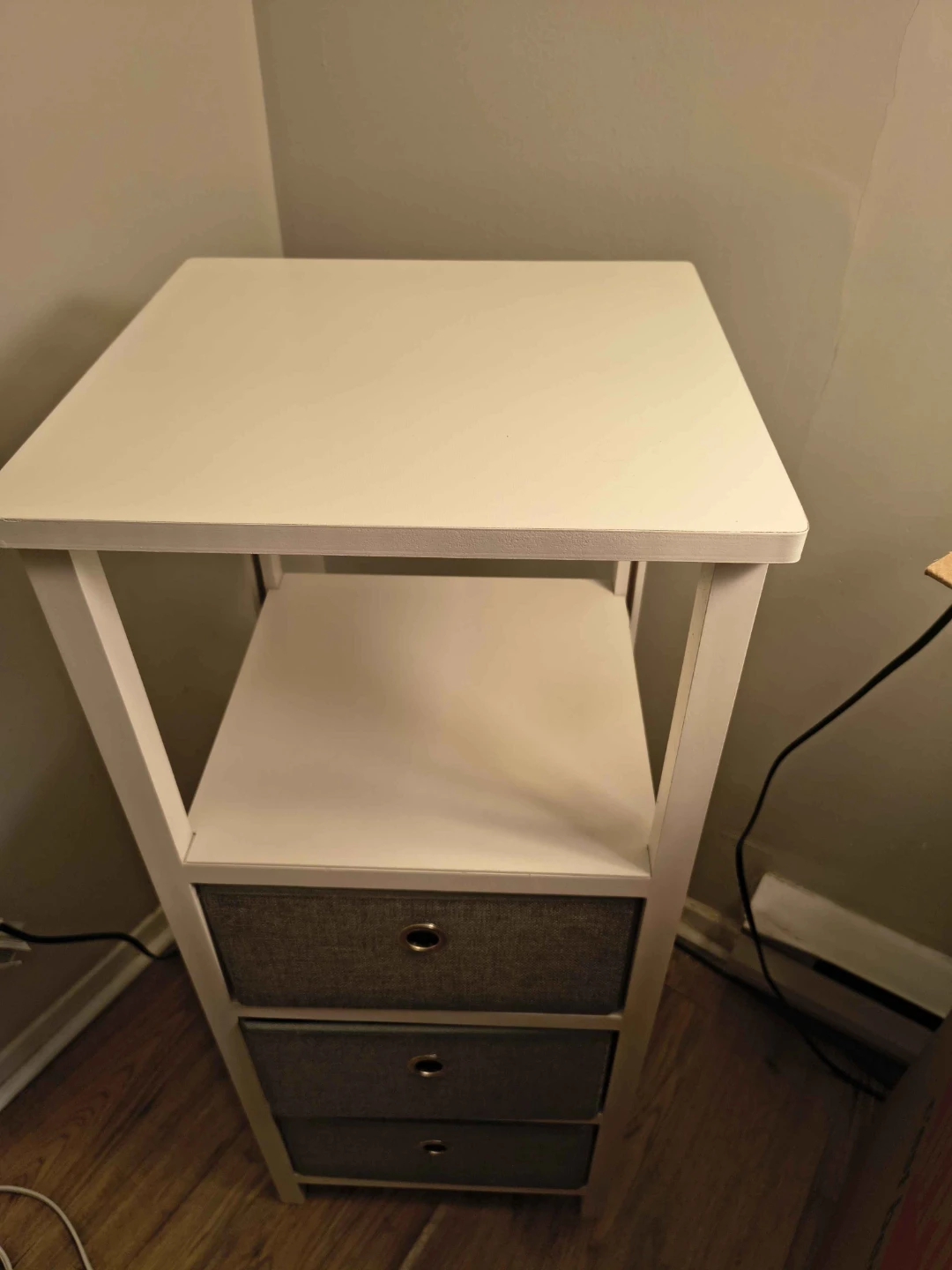 White Side Table with Fabric Drawers - photo 2