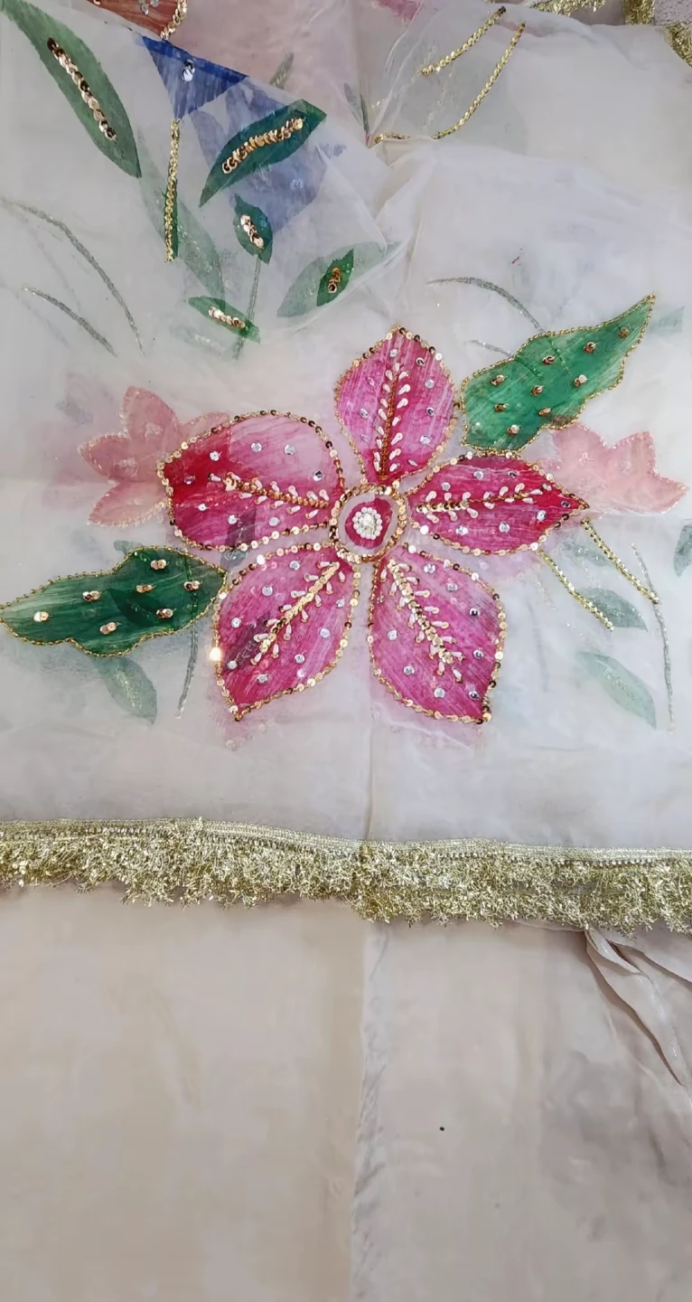 Embroidered Dupatta with Floral Design - photo 3