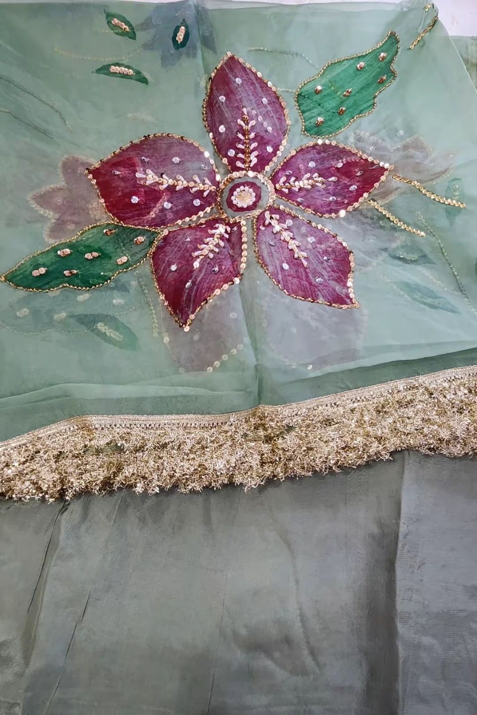 Embroidered Dupatta with Floral Design - photo 4