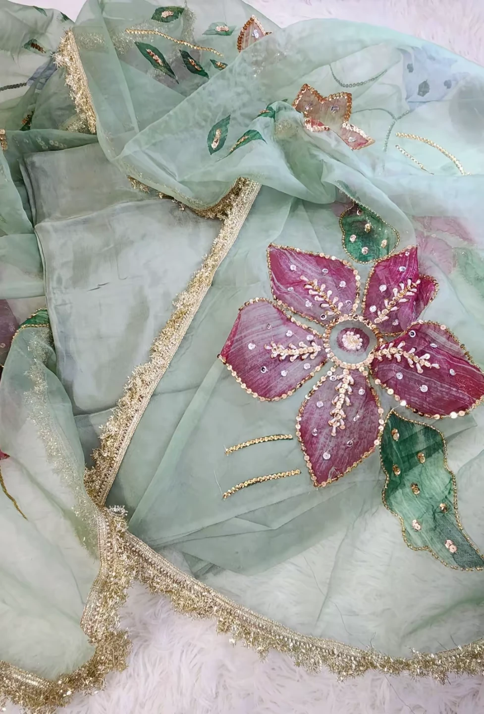 Embroidered Dupatta with Floral Design