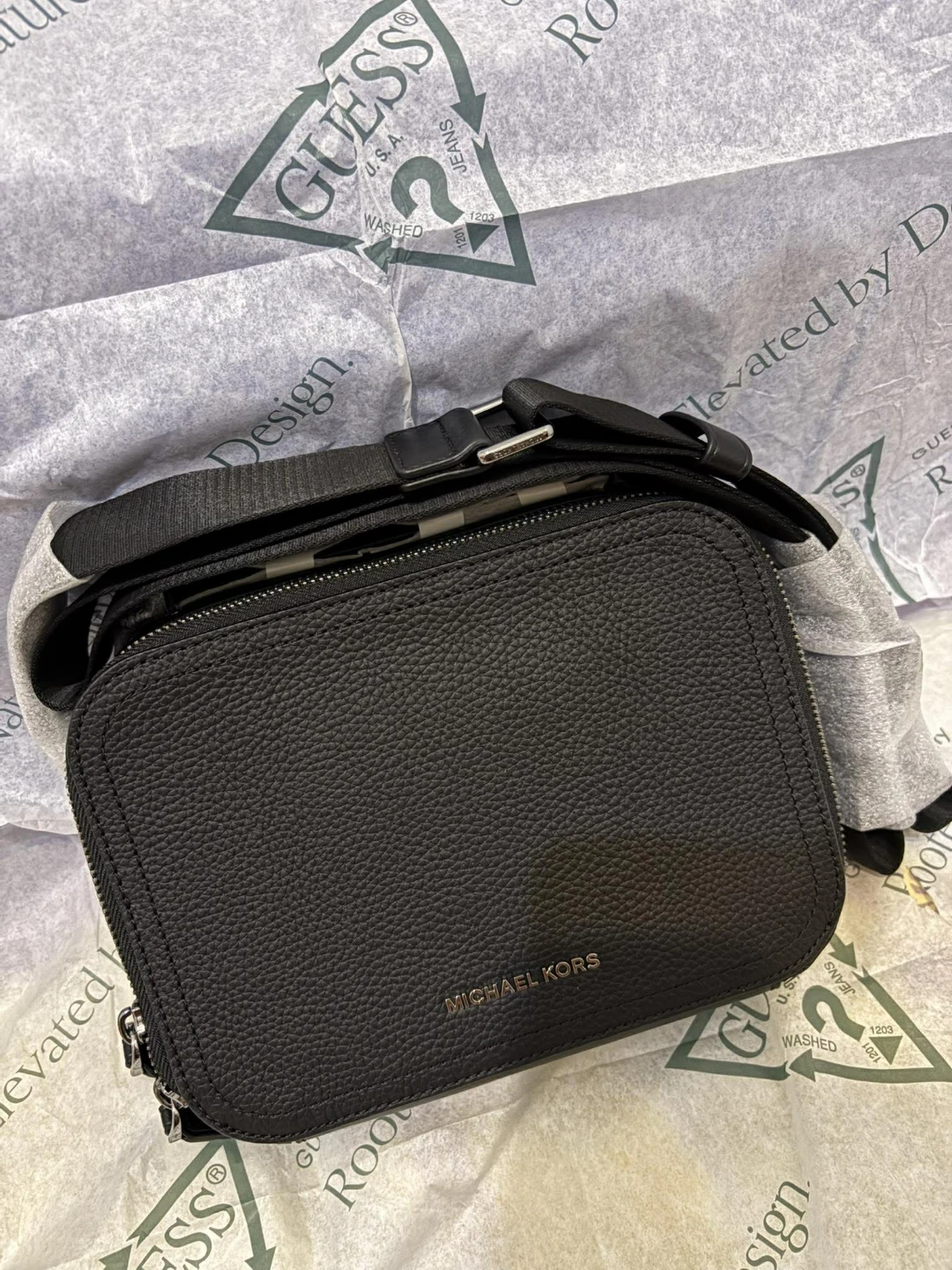 Michael Kors Black Leather Crossbody Bag - Men