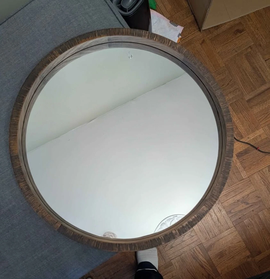 Bouclair Round Wood Framed Mirror - photo 2