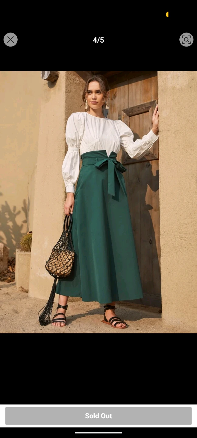 Brand NEW High Waist Belted Skirt - Green