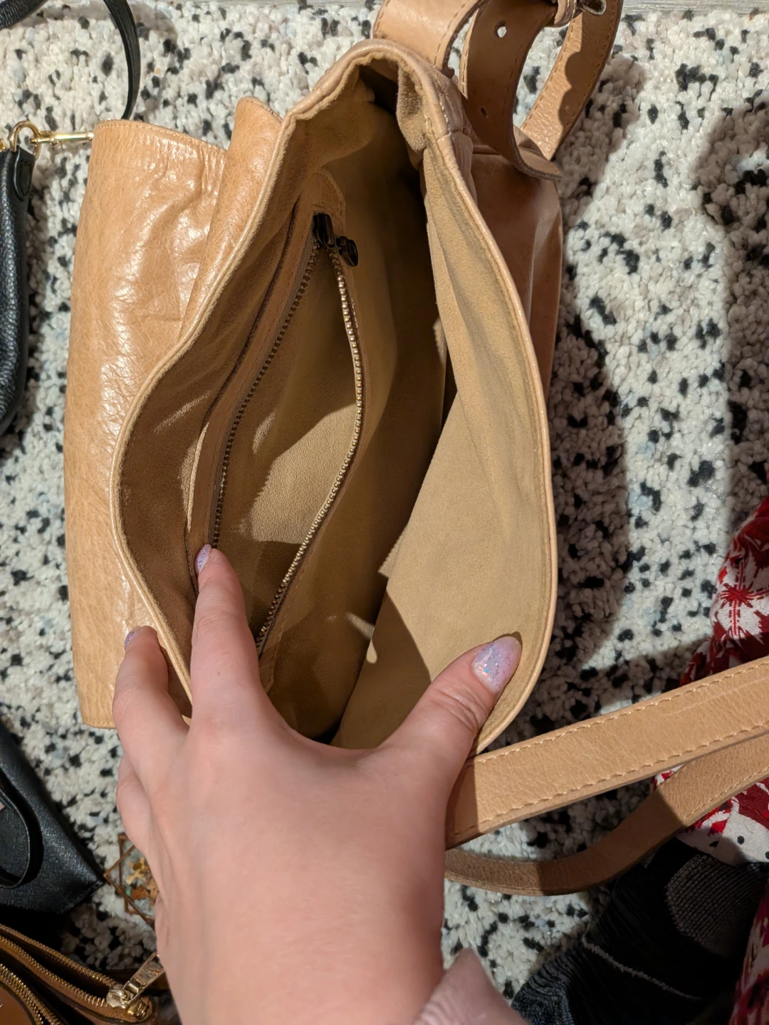 Tan and White Cowhide Shoulder Bag - photo 2