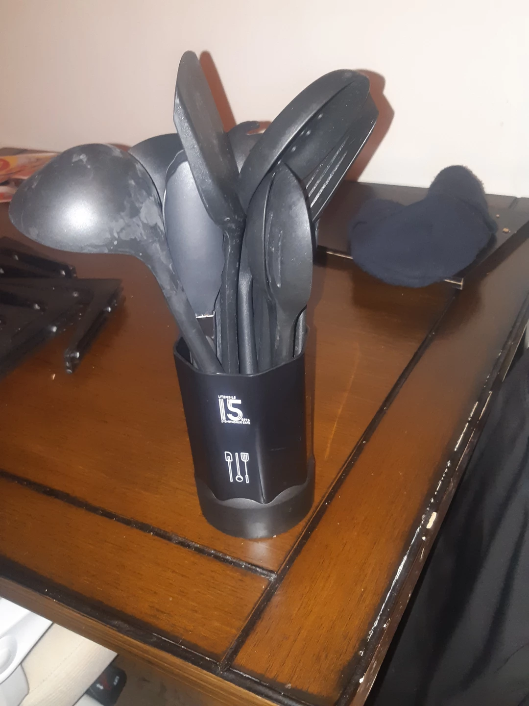 Black Kitchen Utensil Set with Holder