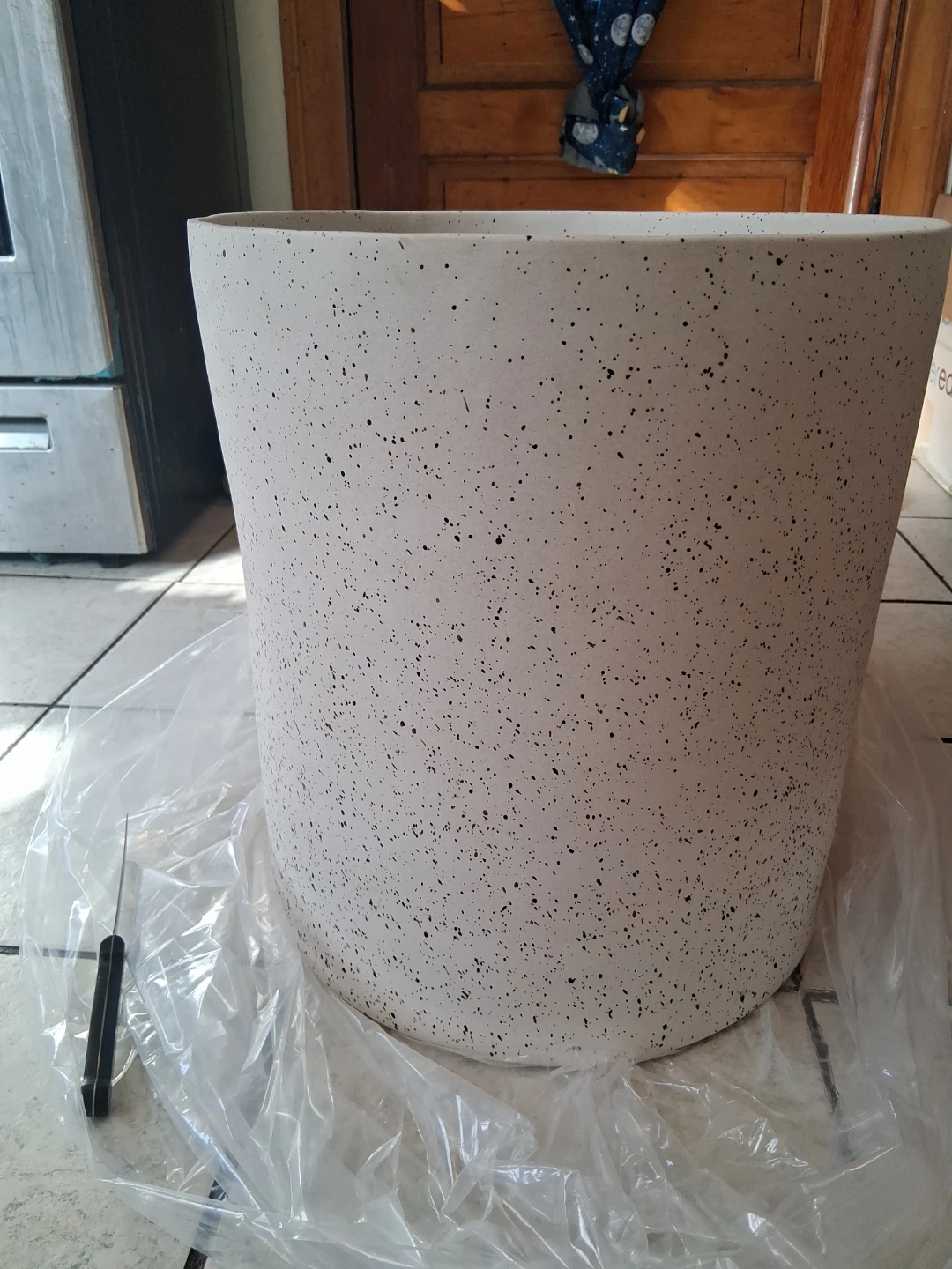 2 large Speckled White terrazzo Planter Pot