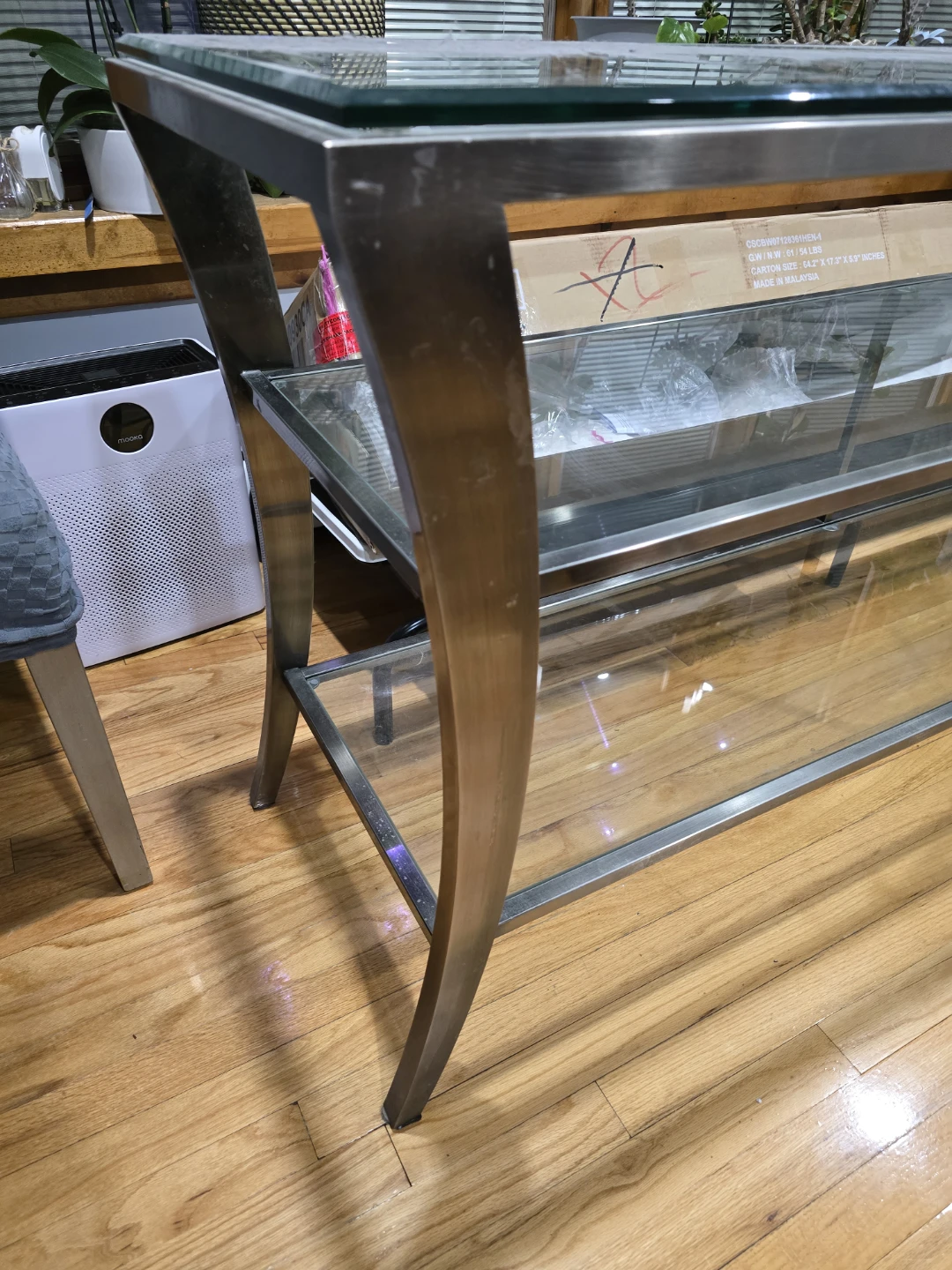Glass and Metal Console Table - photo 4