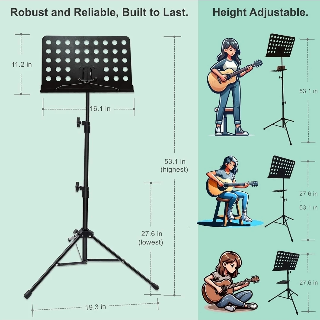 4-in-1 Portable Music Stand with Tray - photo 3