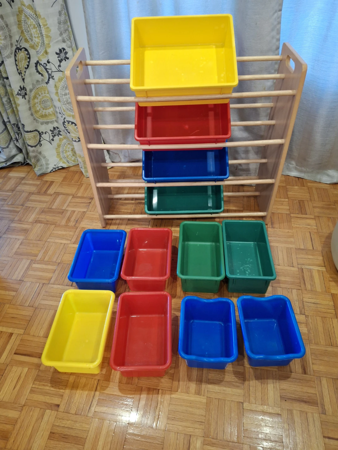 Wooden Toy Organizer with Colorful Bins - photo 5