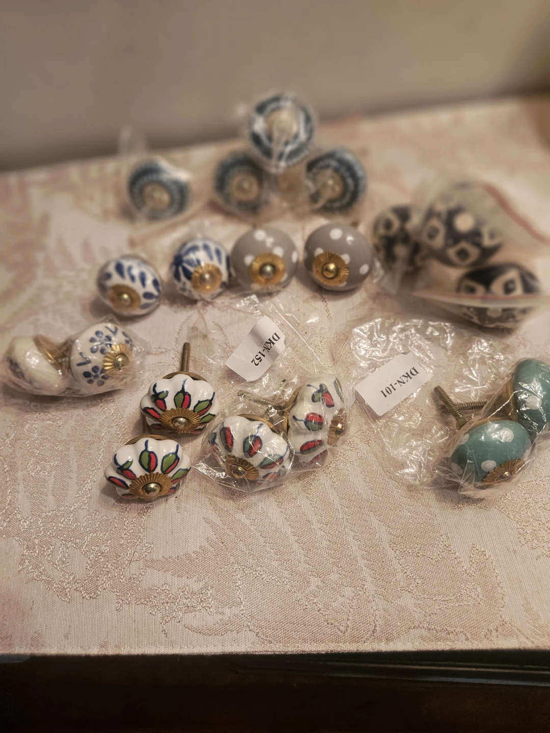 Ceramic Drawer Knobs Set - Assorted Designs 17 pcs