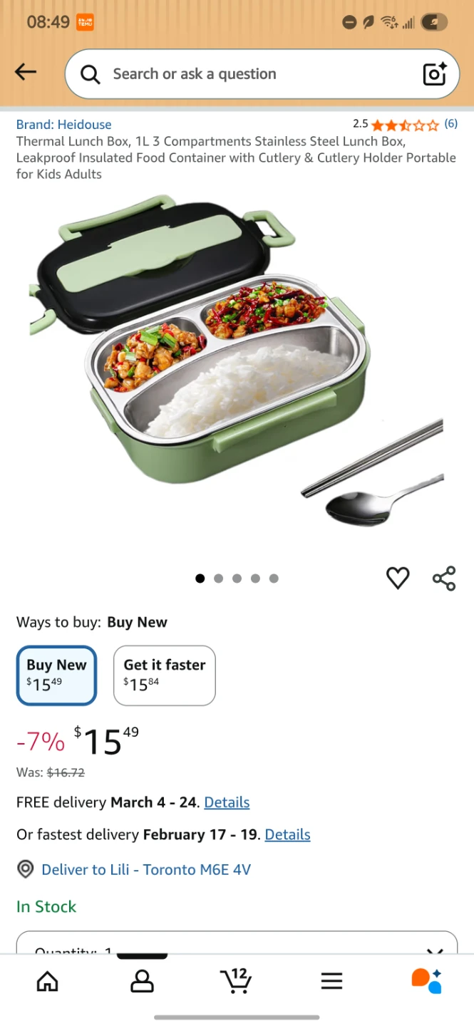 Heidouse 3 Compartments Stainless Steel Lunch Box with Cutlery - photo 4