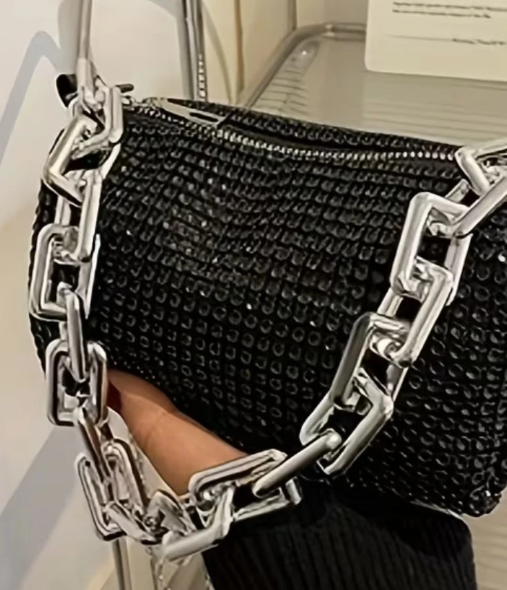 Black Rhinestone glamorous evening bag