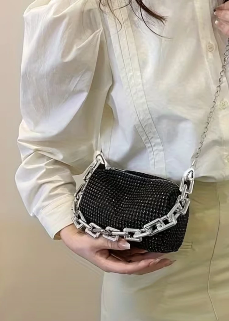 Black Rhinestone glamorous evening bag - photo 2