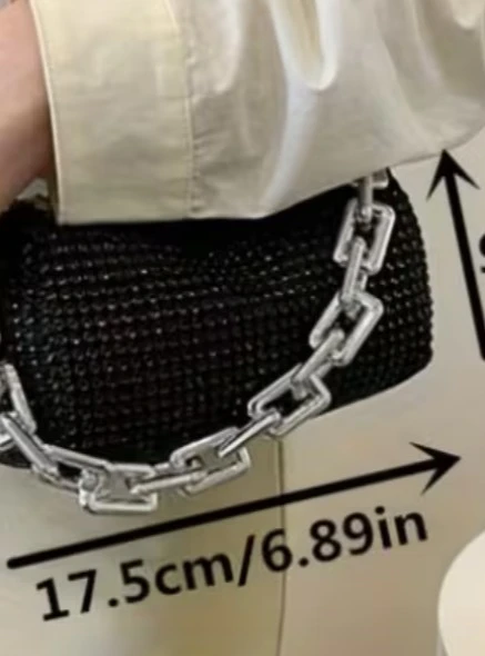 Black Rhinestone glamorous evening bag - photo 4