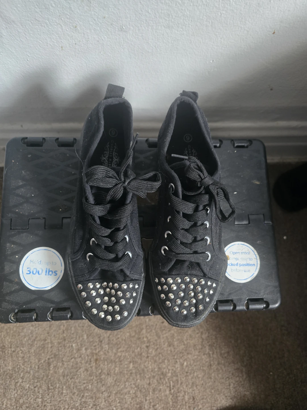 Charles Albert Black Studded Canvas Sneakers - Size 6 - photo 4