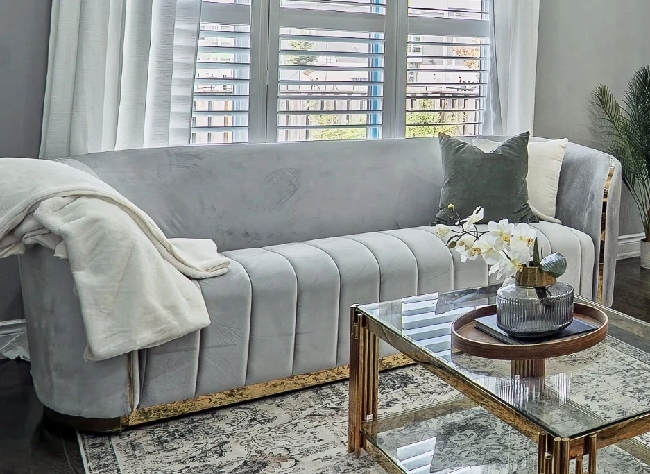 Light Grey Velvet Sofa - photo 2