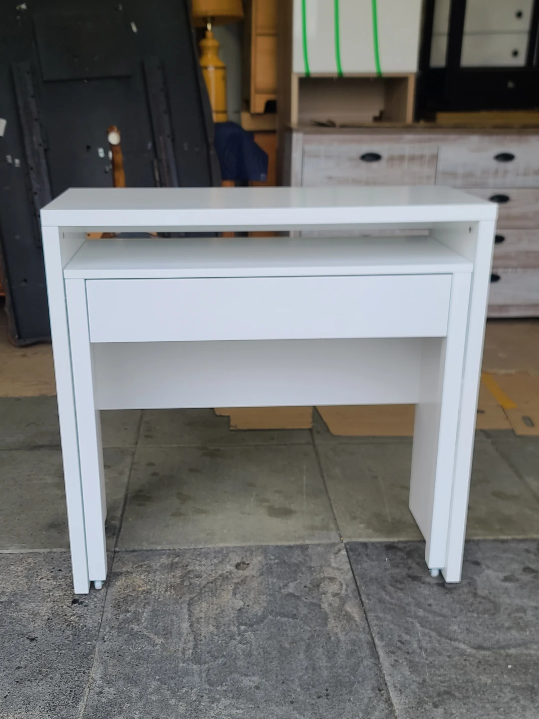 White Nesting Tables with Drawer