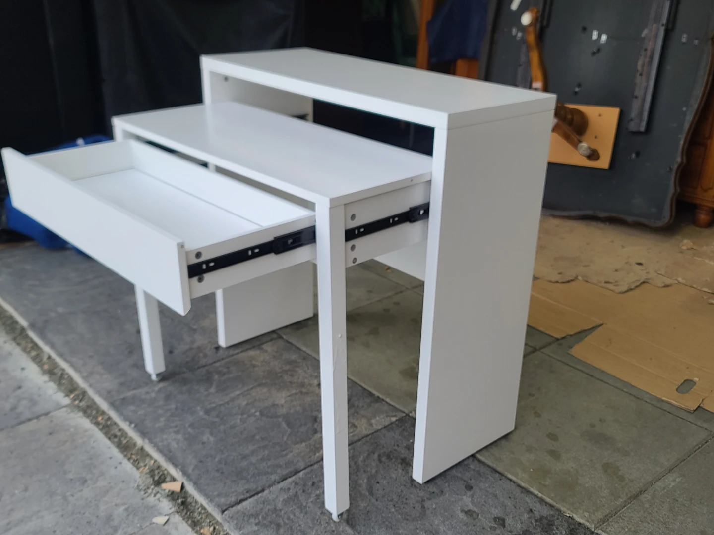 White Nesting Tables with Drawer - photo 2