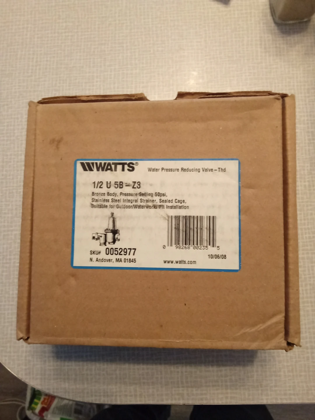 Watts Water Pressure Reducing Valve U5B Z3 1/2"