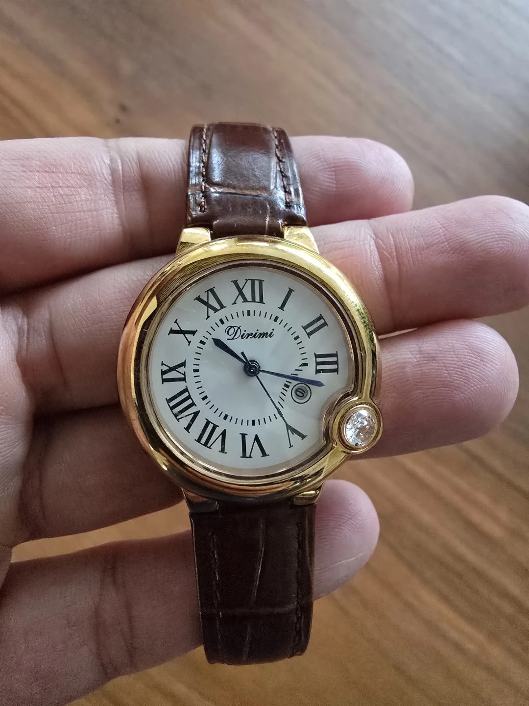 Dinimi Gold-Tone Watch with Diamond Accent