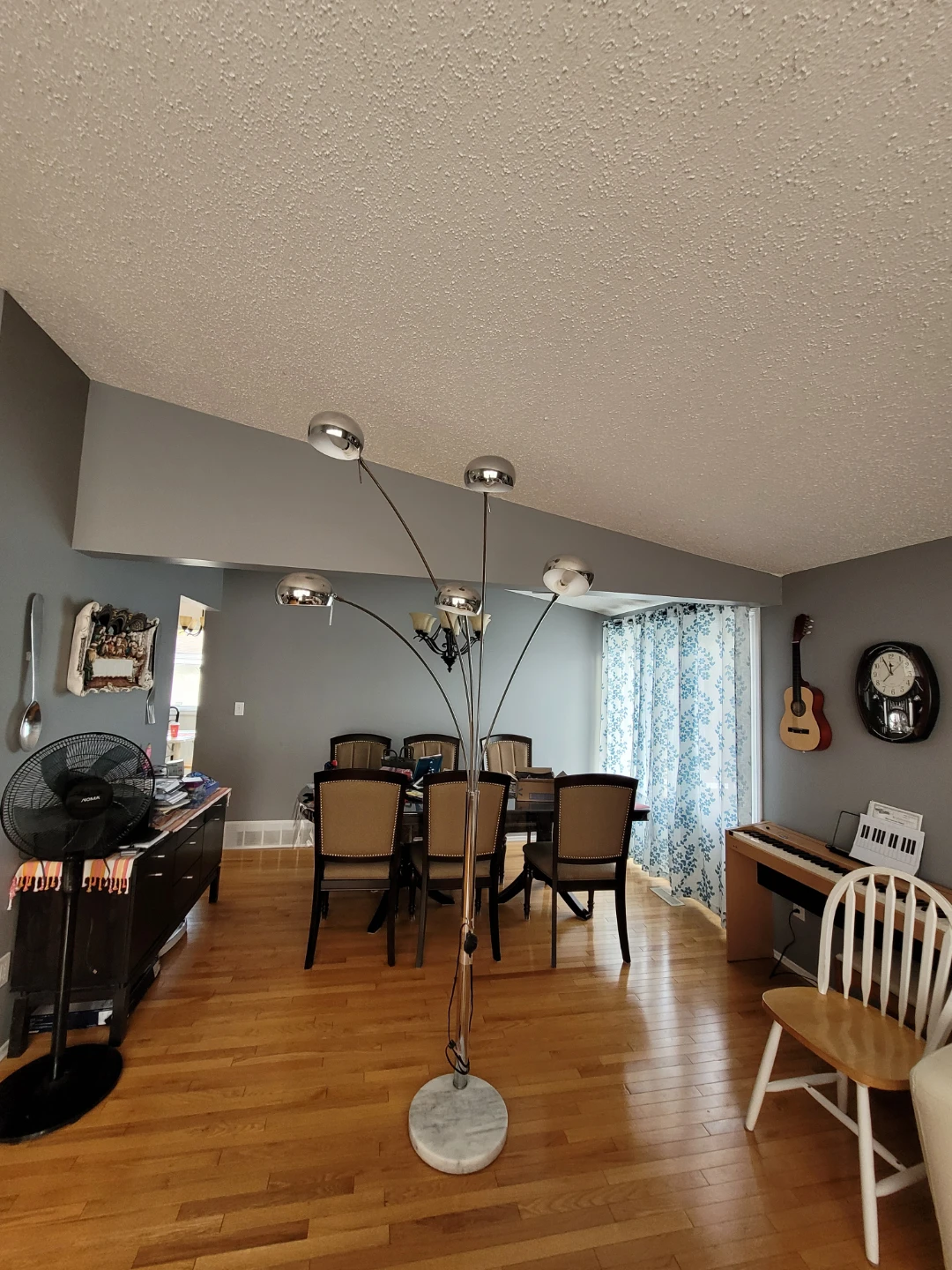 Chrome Arc Floor Lamp with Marble Base