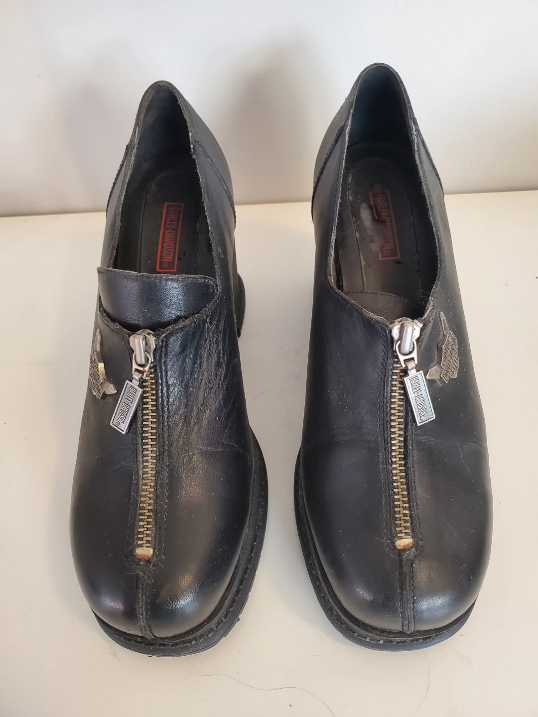 Harley-Davidson Women's Black Leather Zipper Shoes Size 9