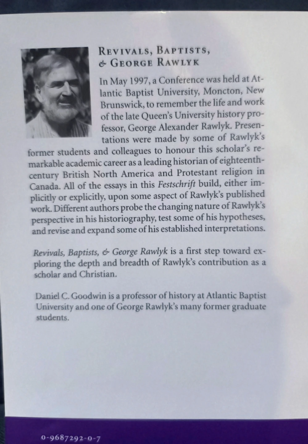 Revivals, Baptists, & George Rawlyk. Baptist Heritage, softcover - photo 2