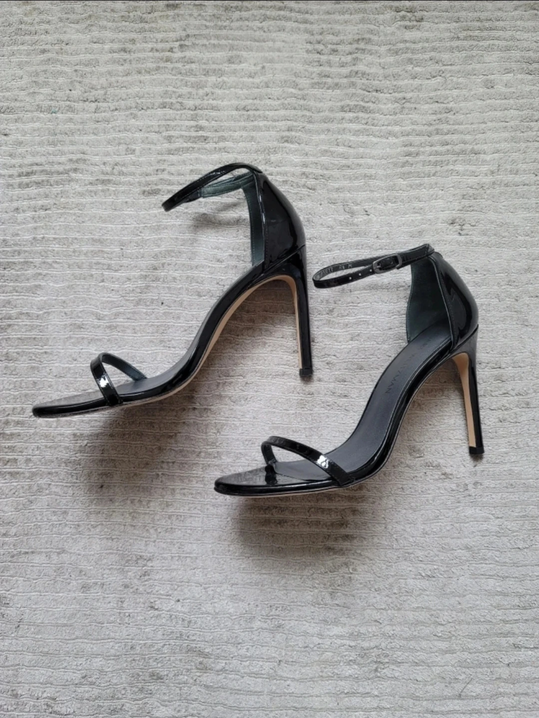 Stuart Weitzman Black Patent Leather Ankle Strap Heels - photo 2