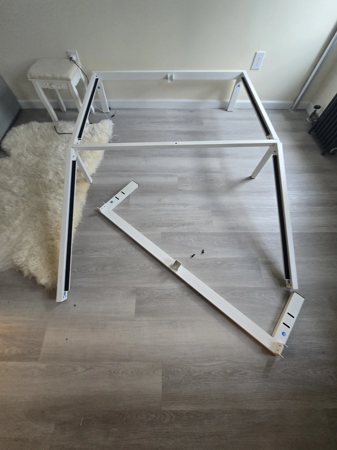 White Metal Bed Frame with Mattress (full size) - photo 5