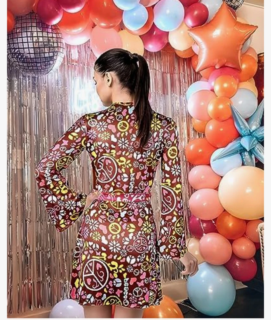 XL-Set for Women 70s 60s Disco Outfit with Accessories Adu - photo 5