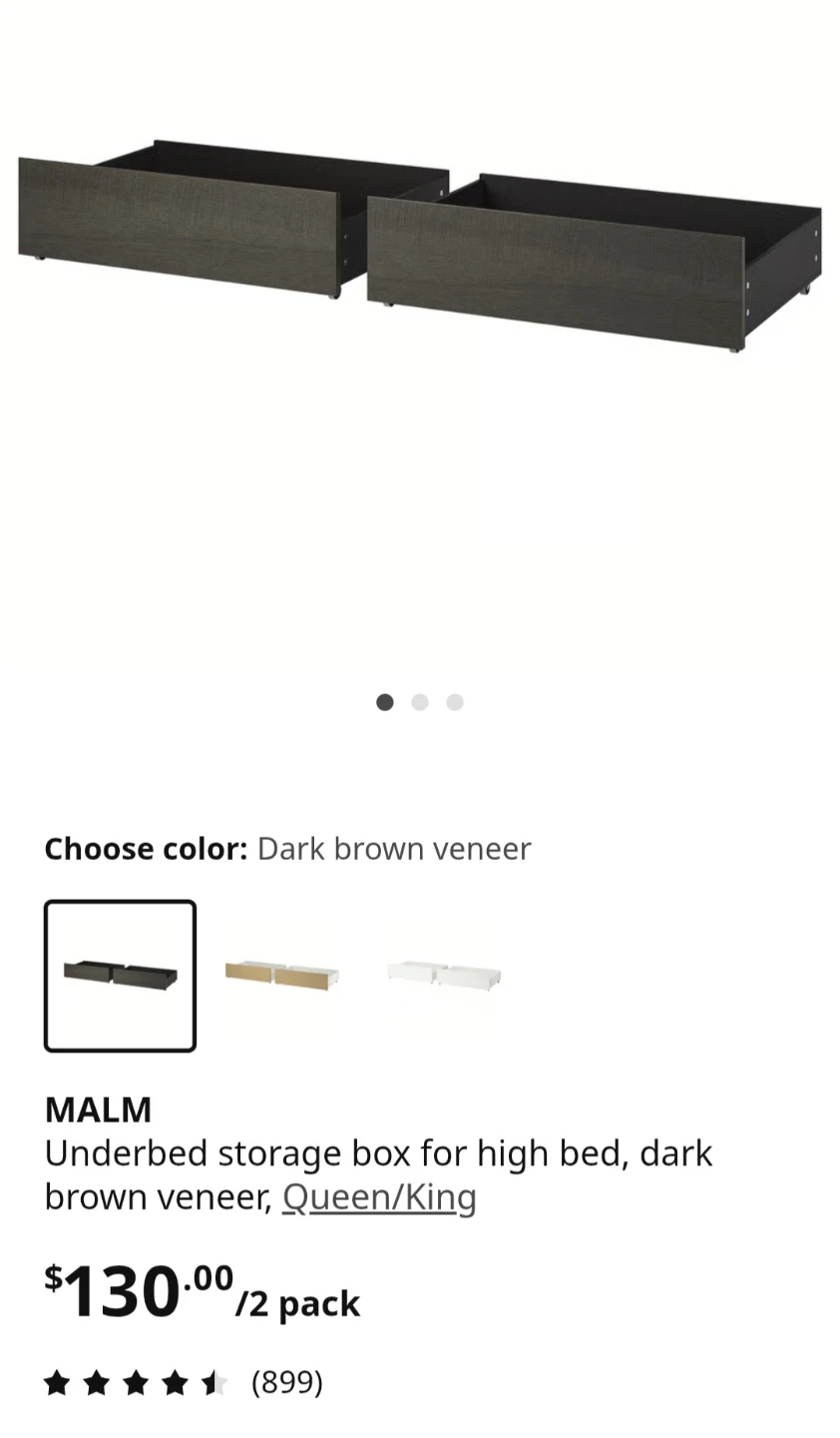 IKEA MALM Underbed Storage Box, Dark Brown Veneer (2 Pack)