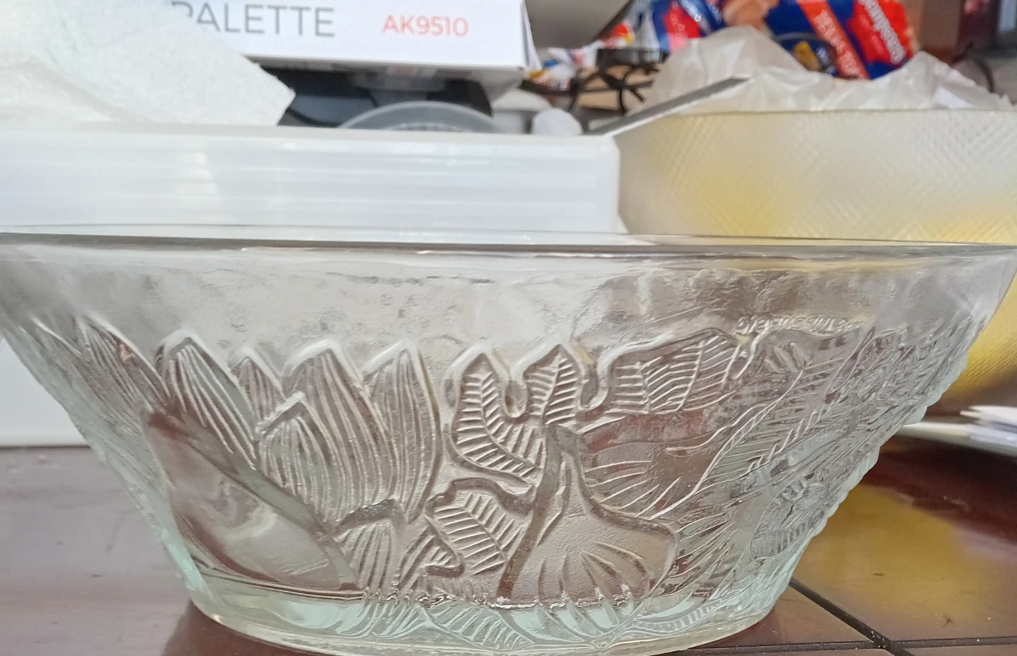 Glass Bowl with Embossed Fruit Design - photo 3