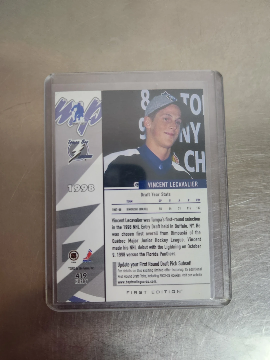 1998 Bowman Vincent Lecavalier Rookie - photo 2
