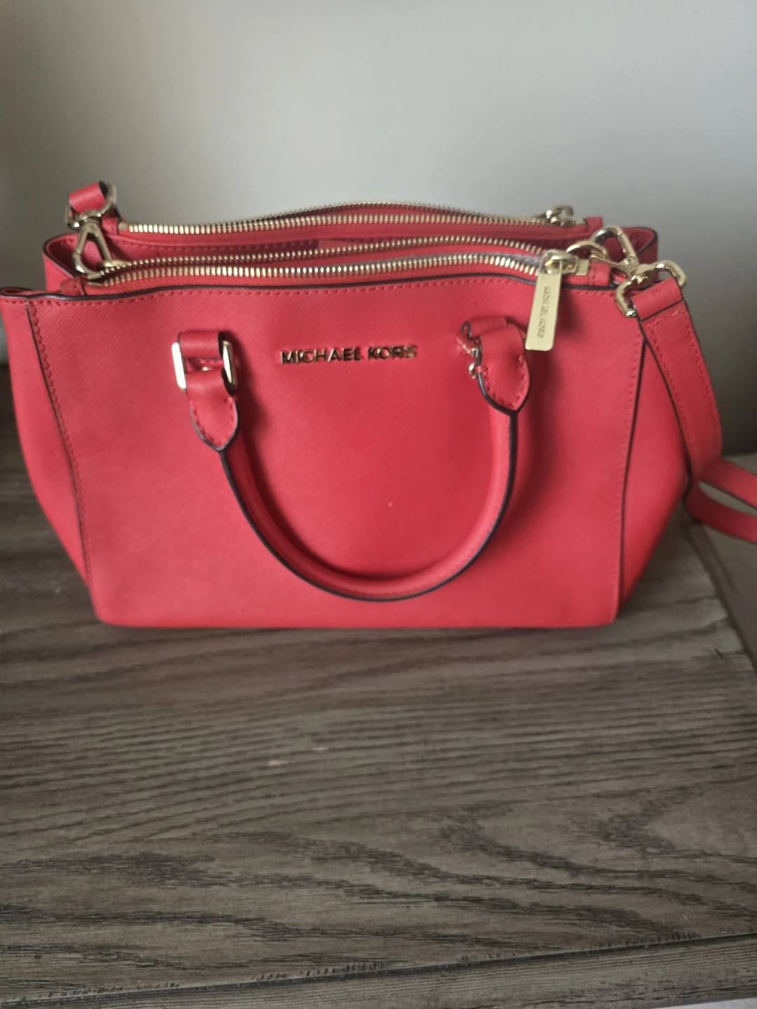 Michael Kors Red Leather Satchel Handbag