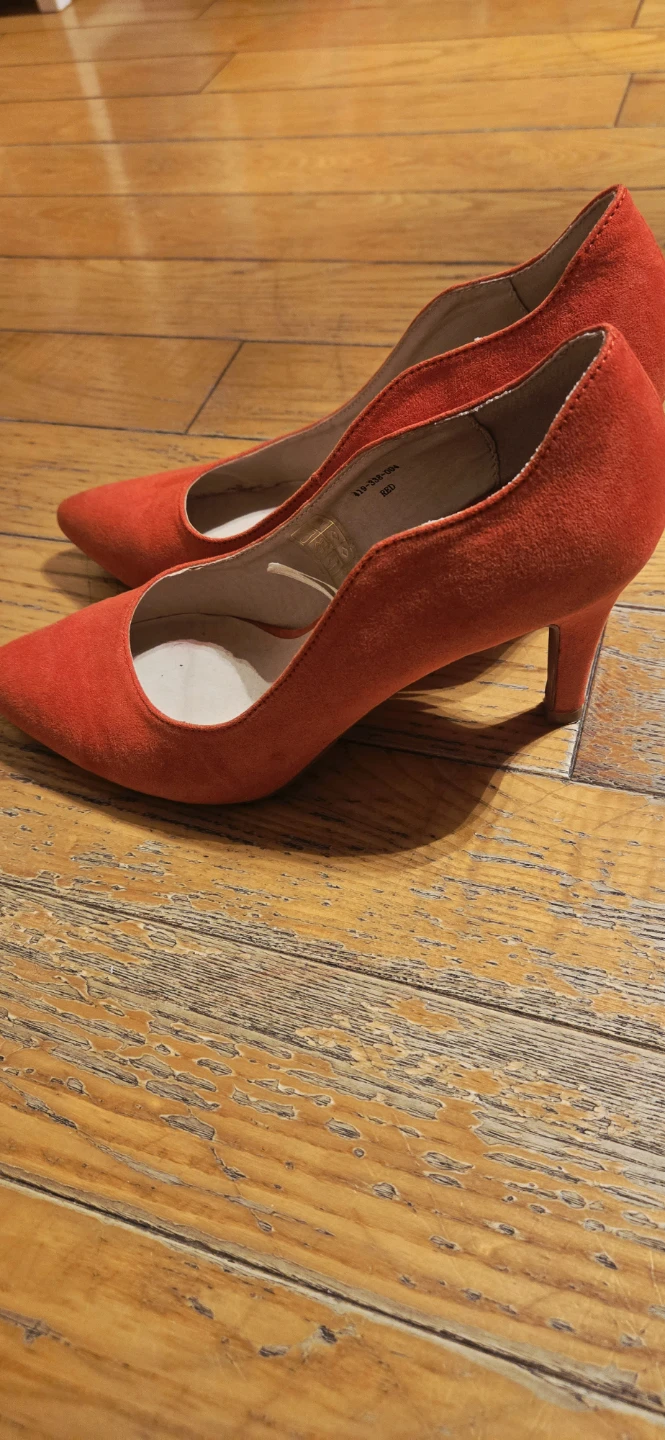 Coral Red Suede Pointed Toe Heels - photo 2