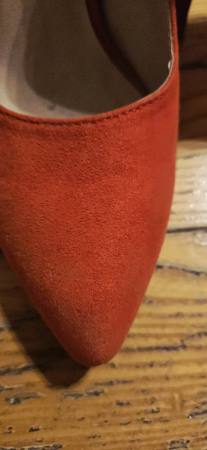 Coral Red Suede Pointed Toe Heels - photo 4