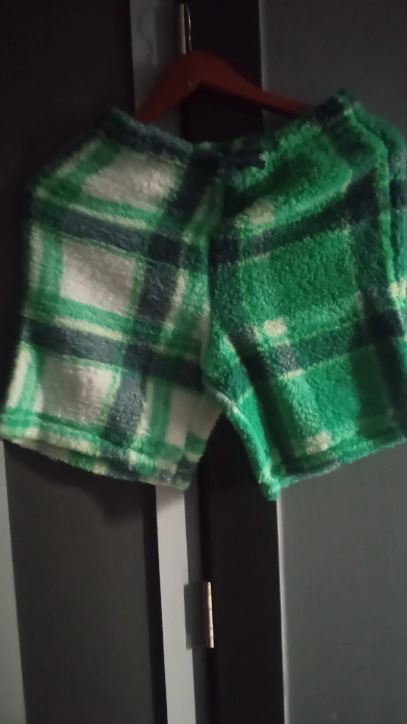 Green Plaid Fuzzy Shorts "❤️"