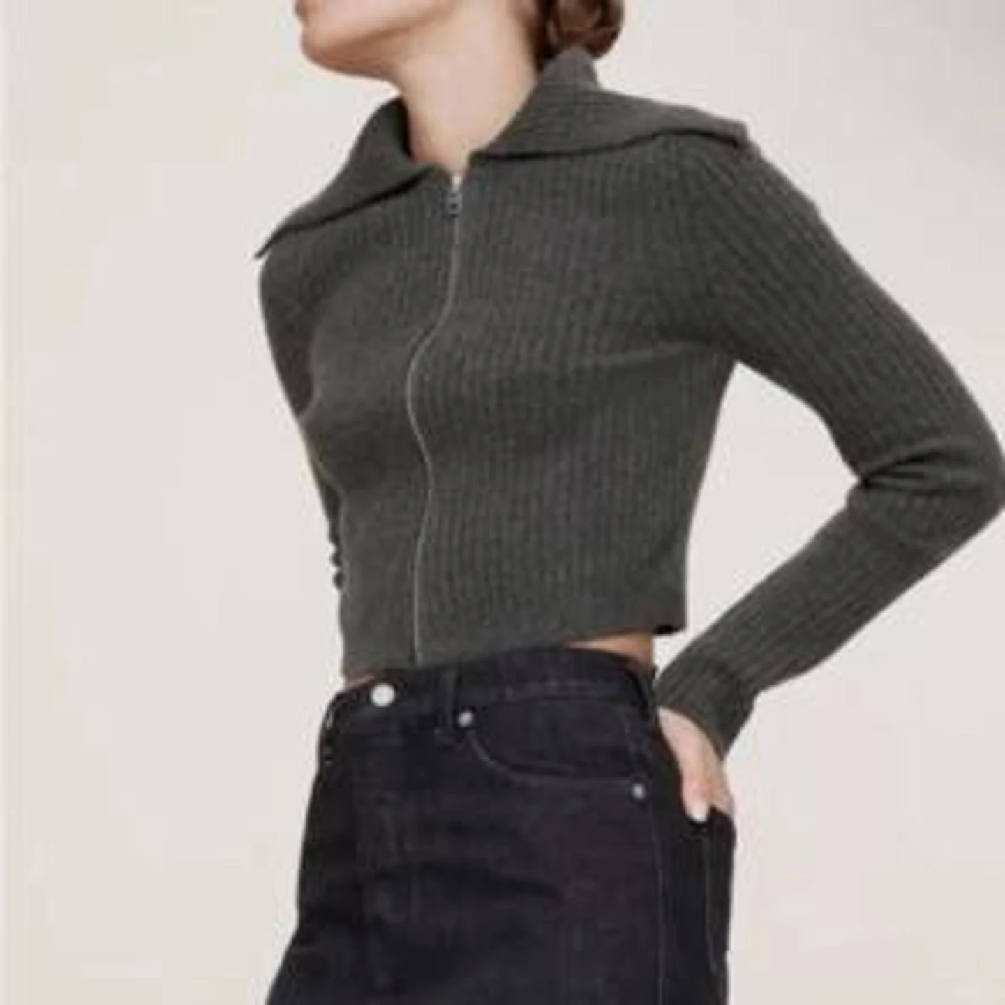 BR Grey Zip-Up Sweater - XS