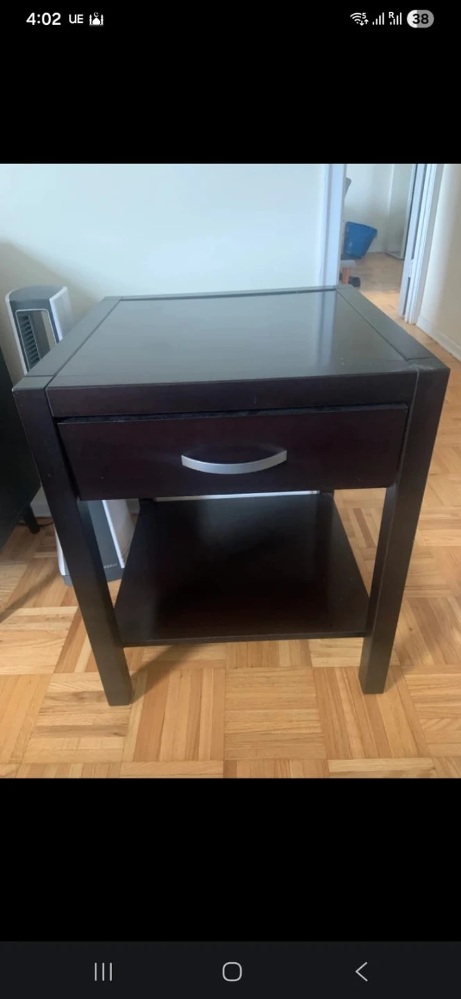 Dark Brown Nightstand with Drawer and Shelf