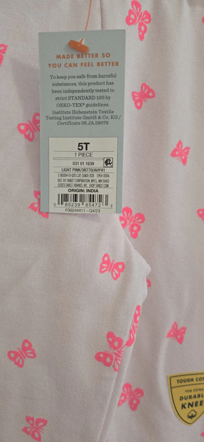 New! Cat & Jack Pink Butterfly Leggings Size 5T - photo 3