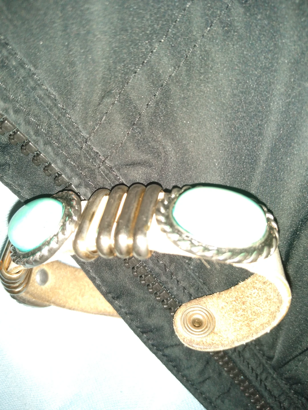 Vintage leather and turquoise bracelet