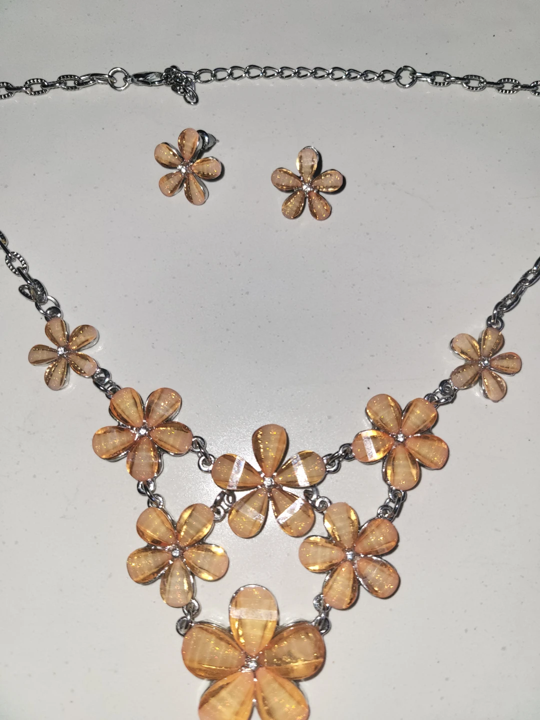 Vintage Flower Necklace and Earring Set