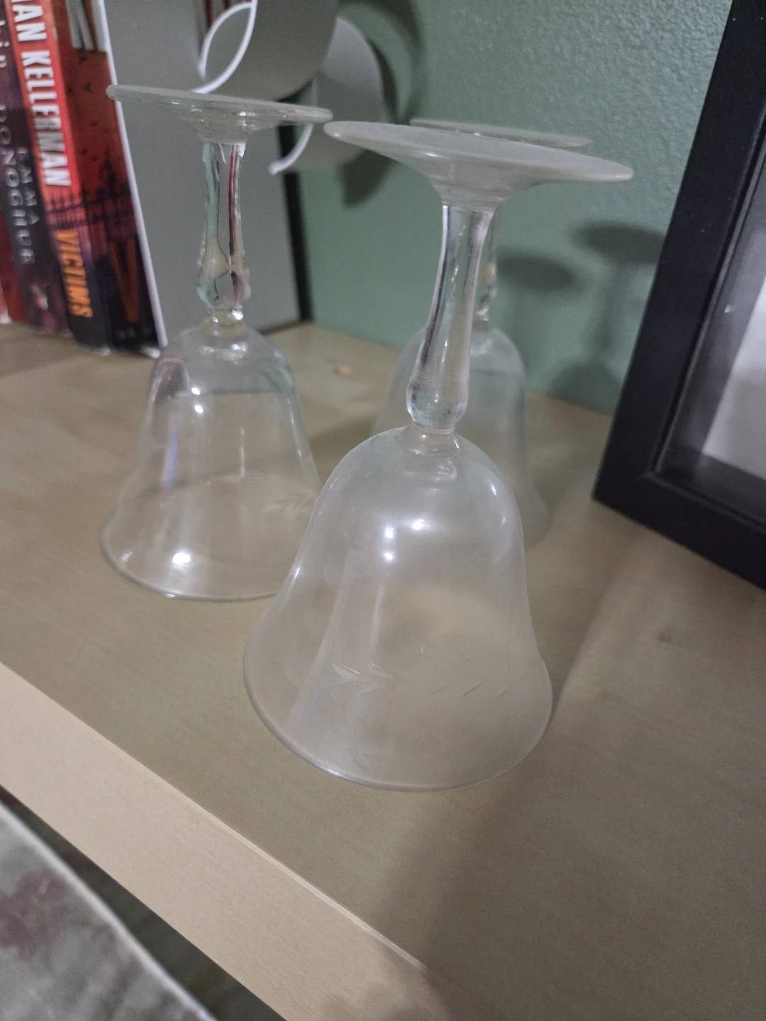 Set of 3 Etched Glass Goblets 🏆