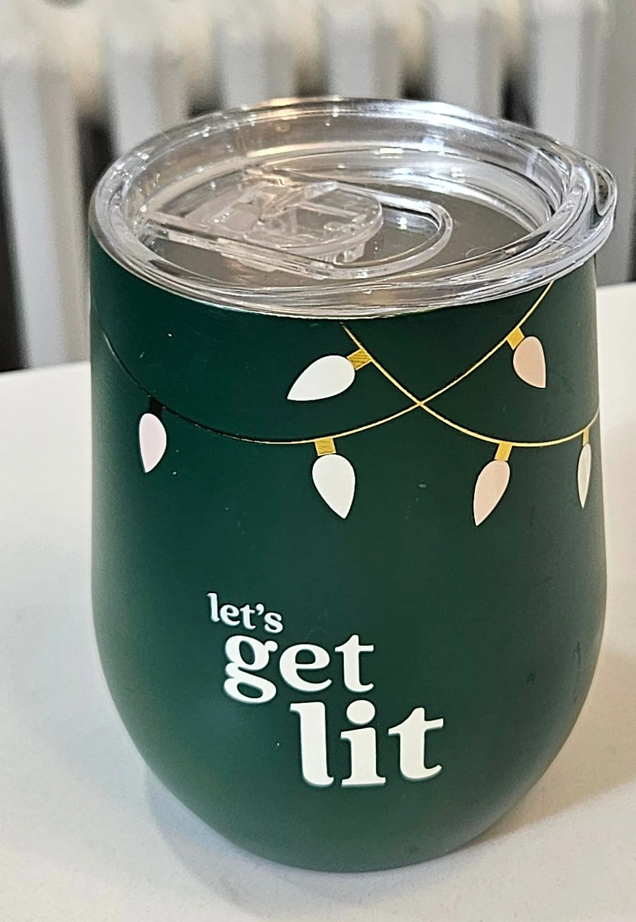12 oz green insulated stainless steel stemless tumbler