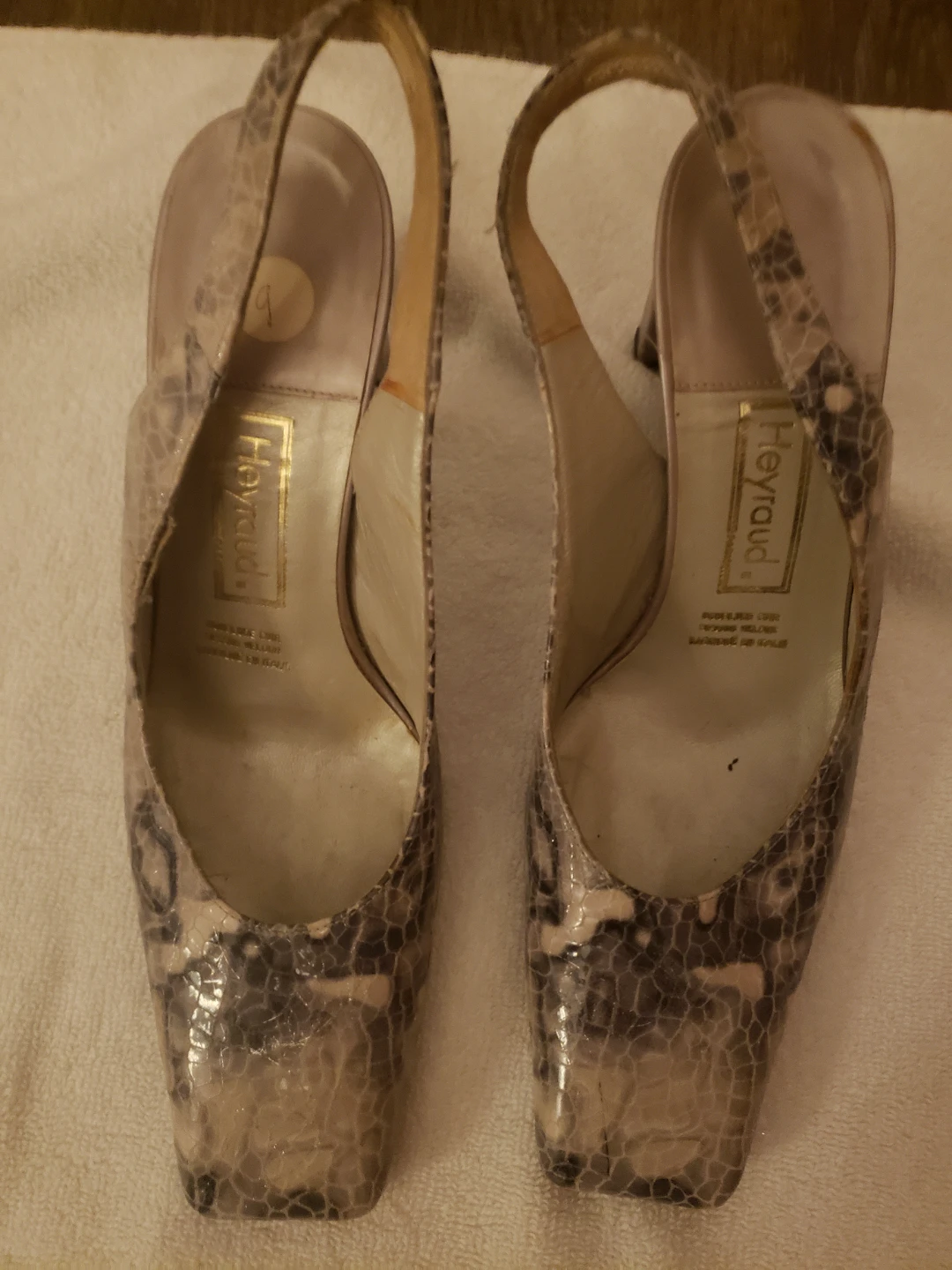 Heyraud Snake Print Slingback Heels