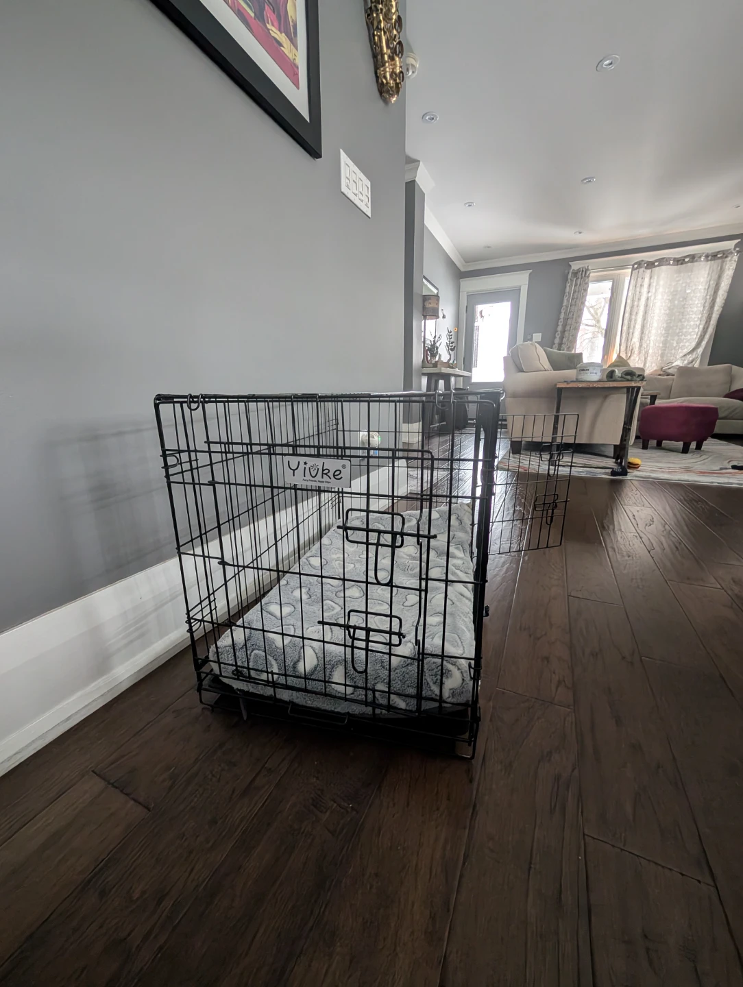 Black Metal Dog Crate with Tray - photo 2