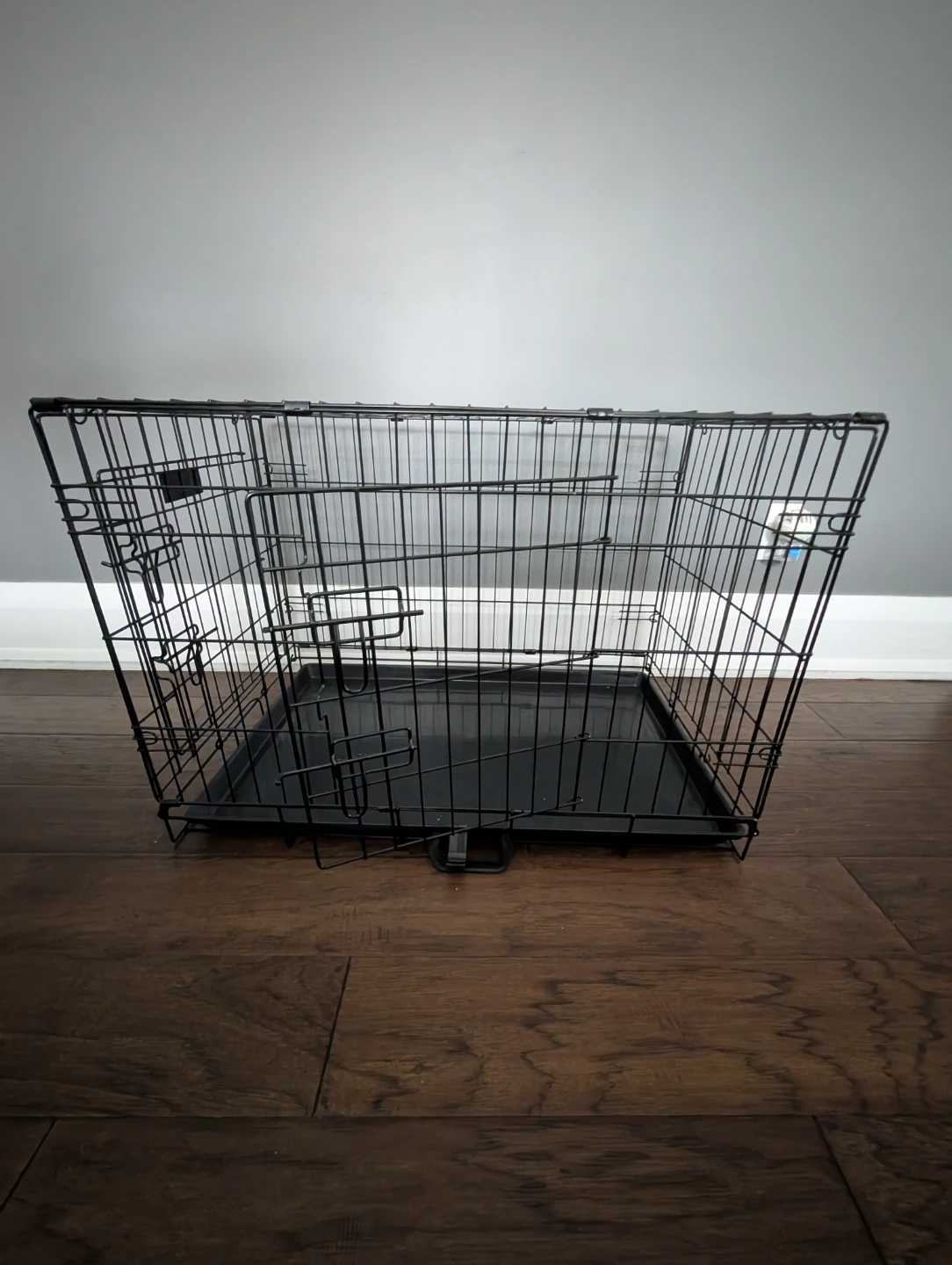 Black Metal Dog Crate with Tray - photo 3