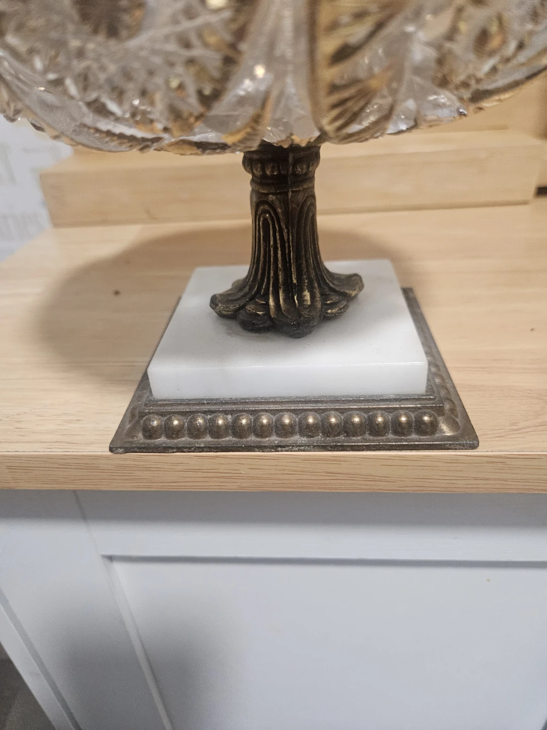 Ornate Crystal Pedestal Dish with Gold Accents - photo 4