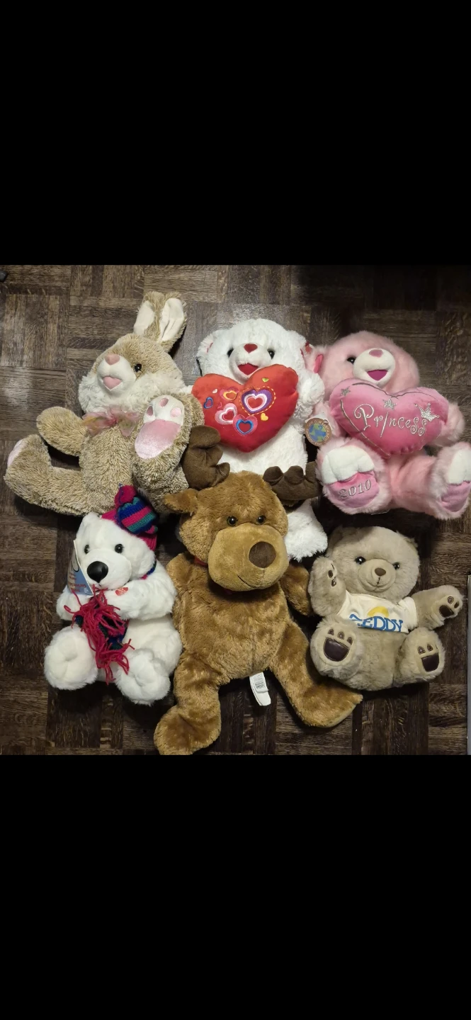 Bundle of Plush Stuffed Animals - Bears, Bunny, Moose